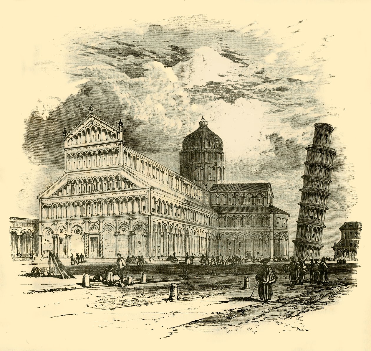 Katedralen og det skjeve tårnet, Pisa, 1890. av Unbekannt