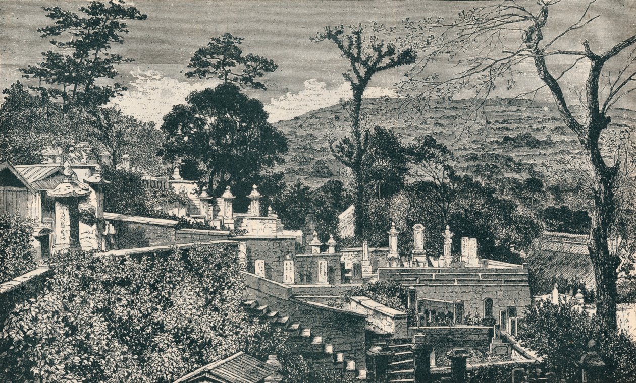Cemetery Hill i Nagasaki, Japan, før den moderne utvidelsen av byen, 1907 av Unbekannt