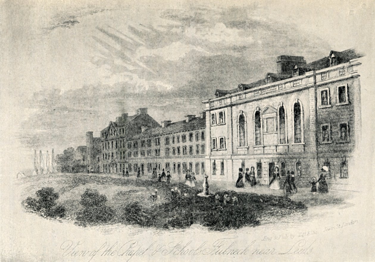 The Chapel and Schools, Fulneck nær Leeds, 1800-tallet, 1947. av Unbekannt