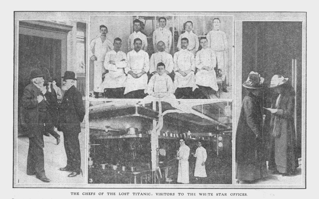 Kokkene til Lost Titanic, og besøkende til White Star-kontorene, 20. april 1912. av Unbekannt