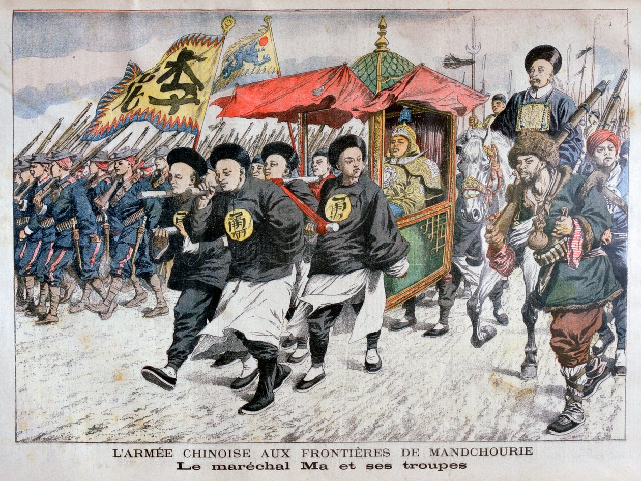Den kinesiske hæren ledet av marskalk Ma på den manchuriske grensen, russisk-japanske krigen, 1904 av Unbekannt