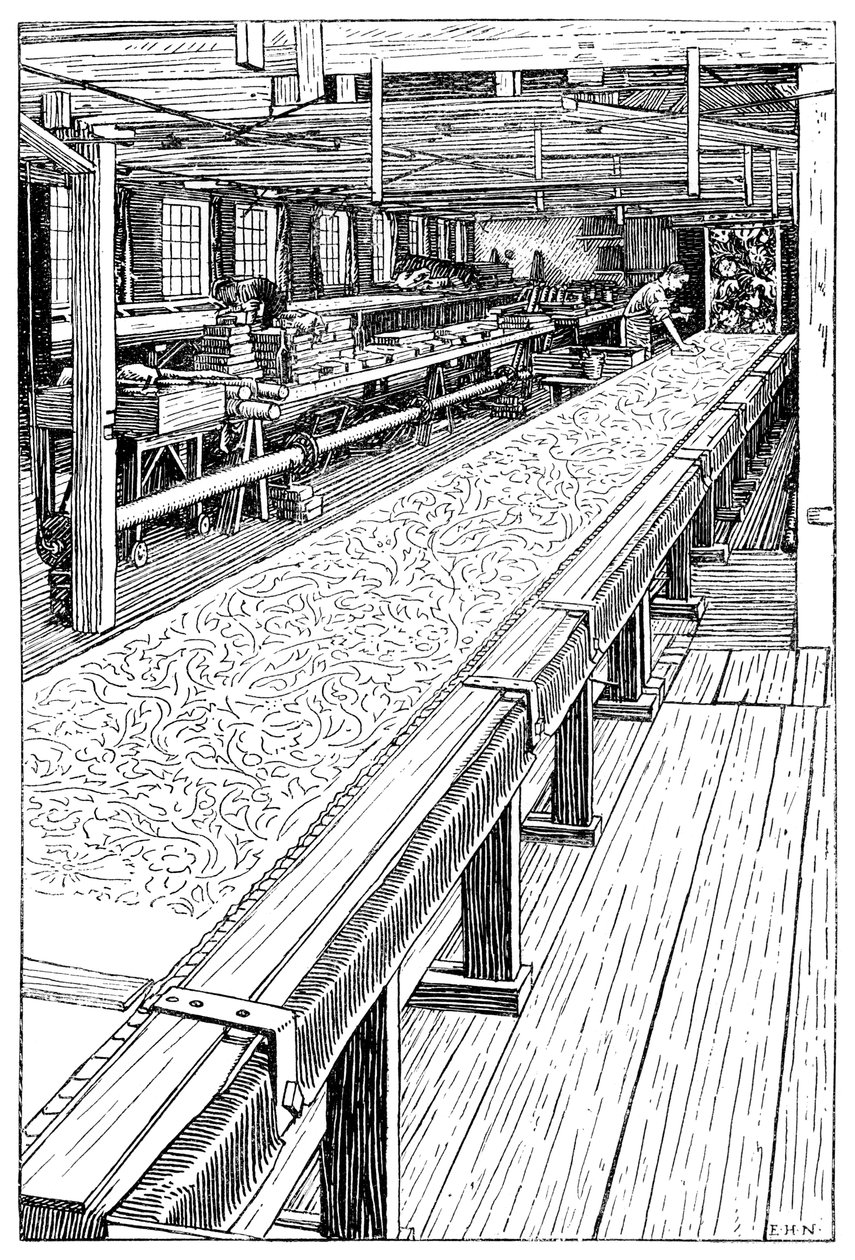 The Chintz Printing Room, Merton Abbey Mills, London, 1899 av Unbekannt
