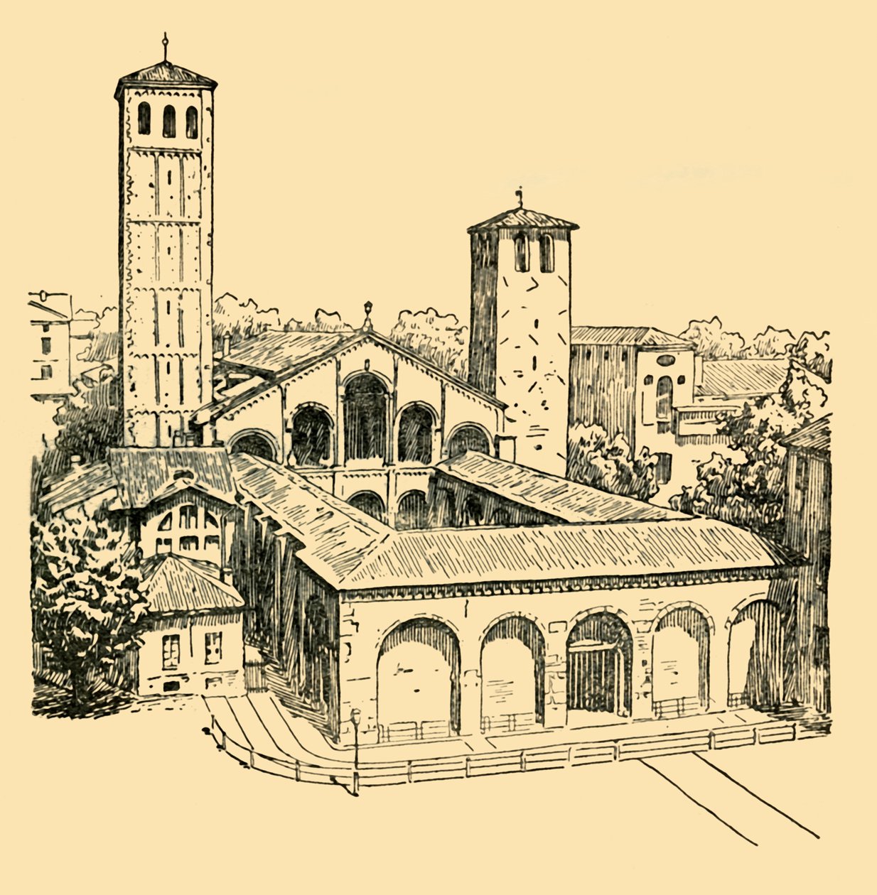 St. Ambrosius-kirken i Milano, ca 1930. av Unbekannt