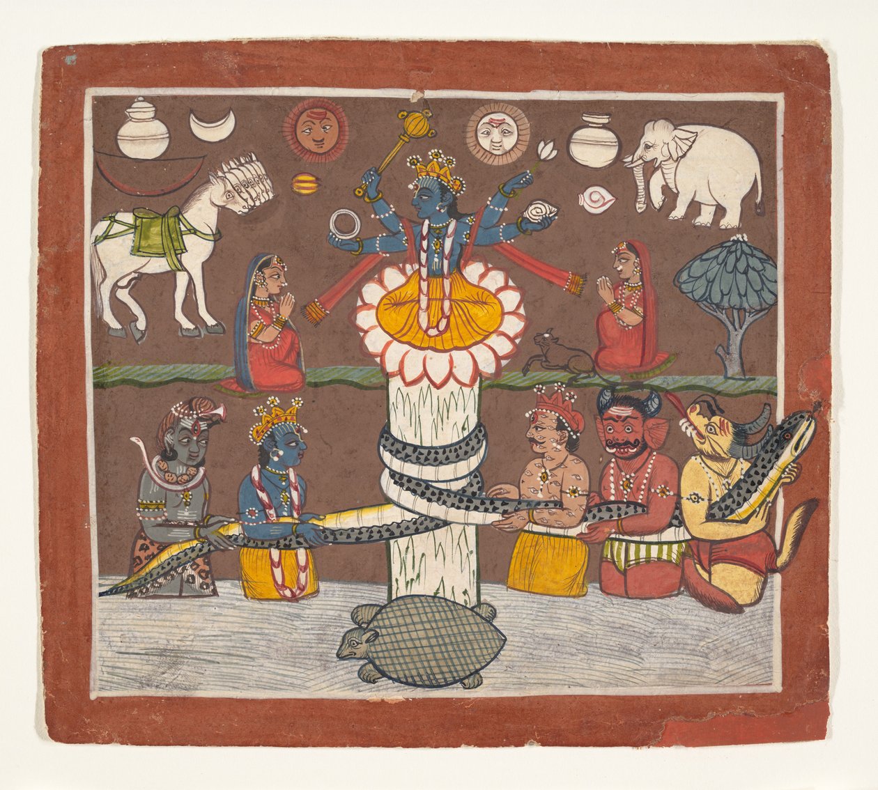 The Churning of the Ocean of Milk, ca. 1780-90. av Unbekannt
