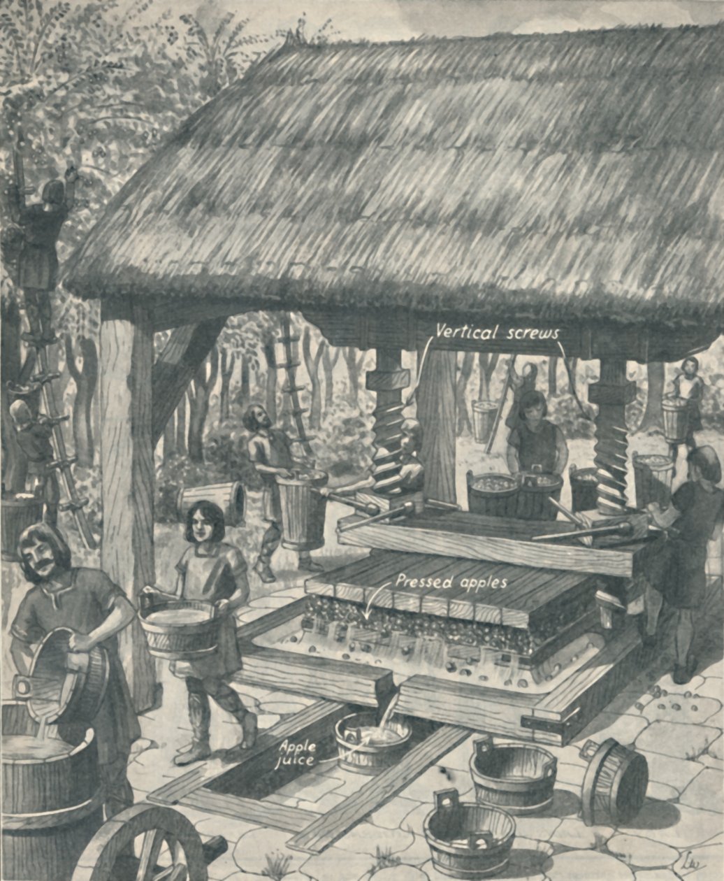 Ciderpressen i middelalderen, c1934 av Unbekannt