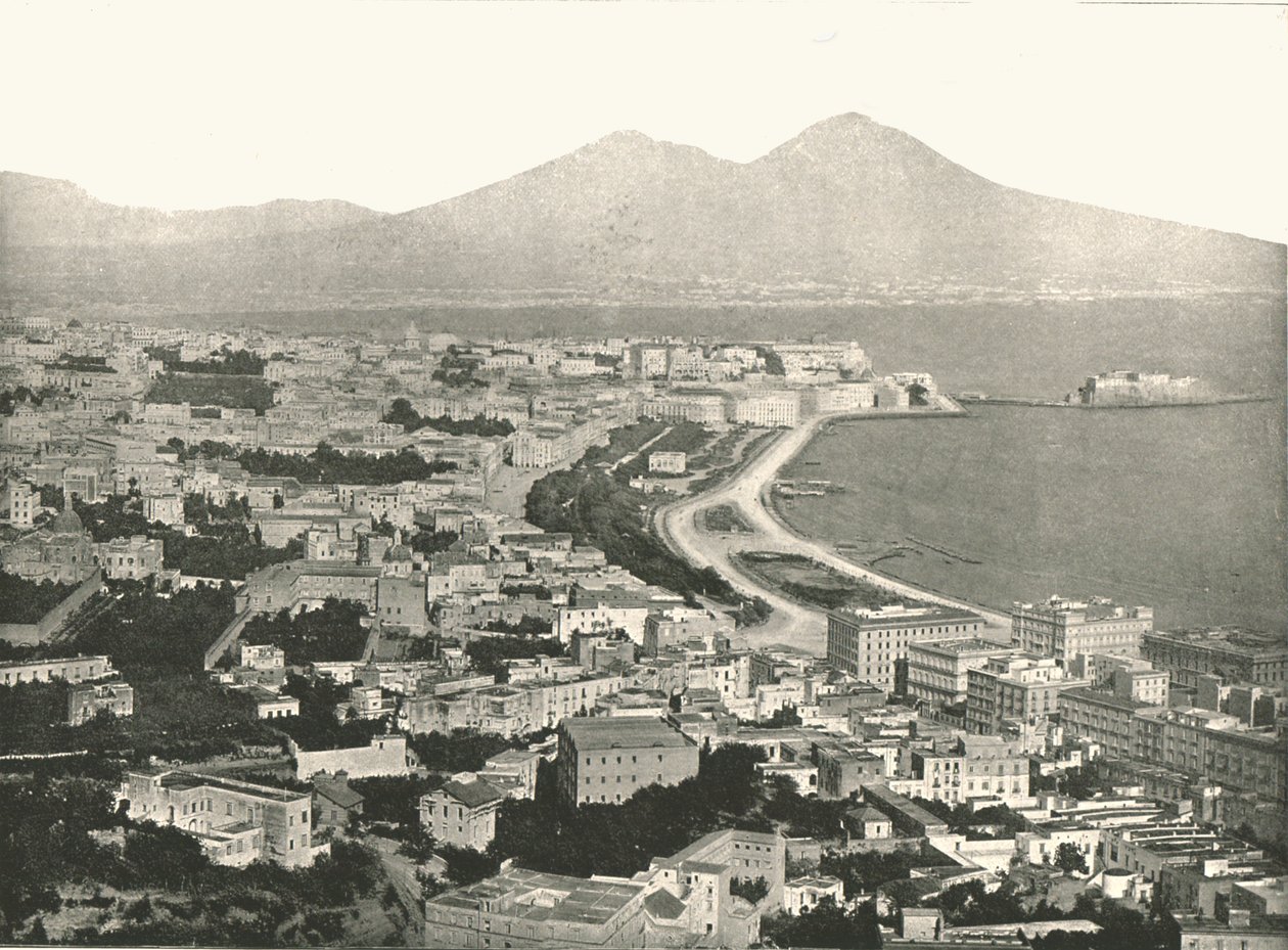 Byen, bukten og Vesuv, Napoli, Italia, 1895. av Unbekannt