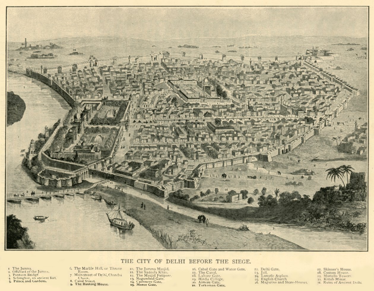 Byen Delhi før beleiringen, 1901. av Unbekannt
