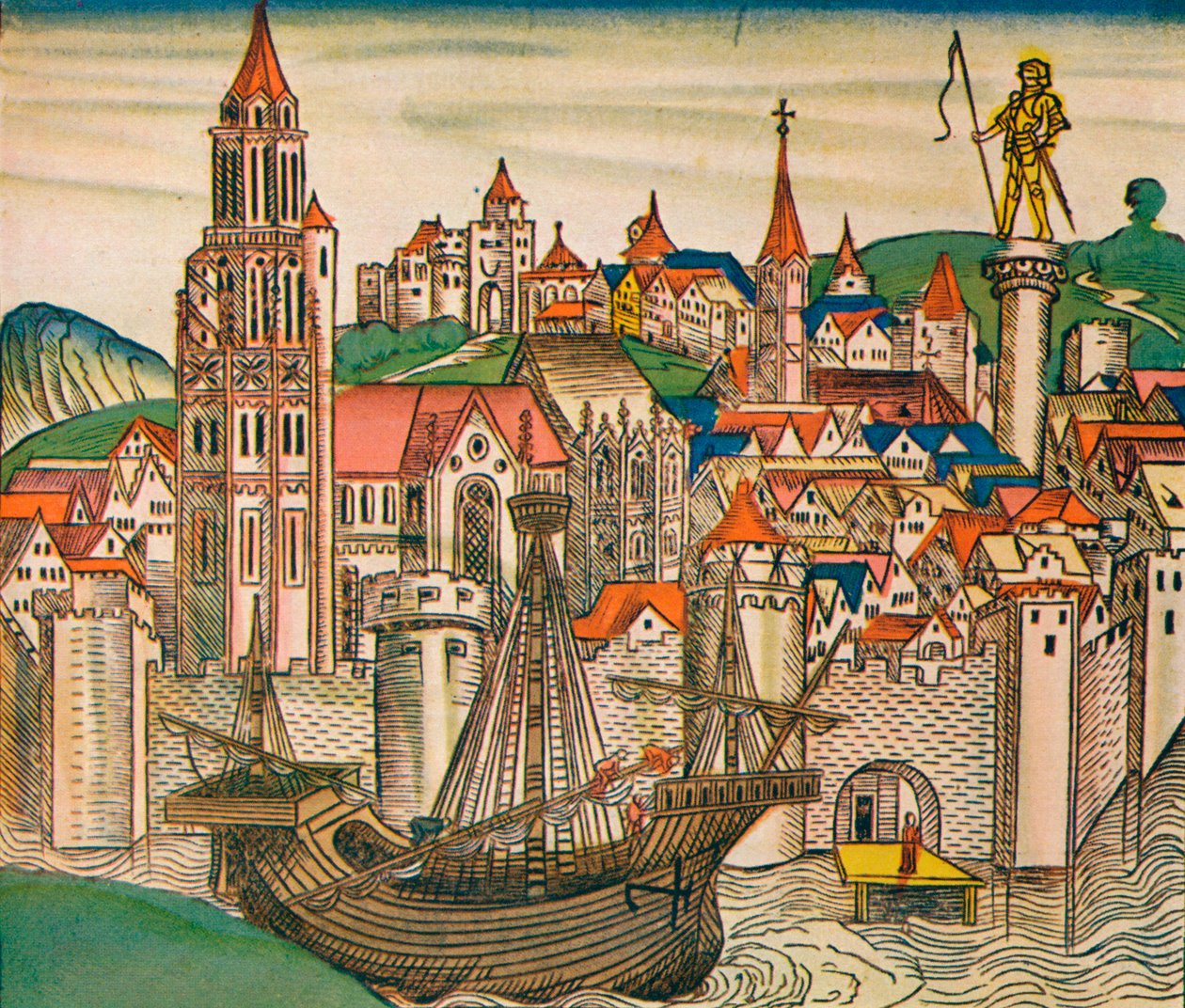 Byen Treviso med en Carrack, 1493 av Unbekannt