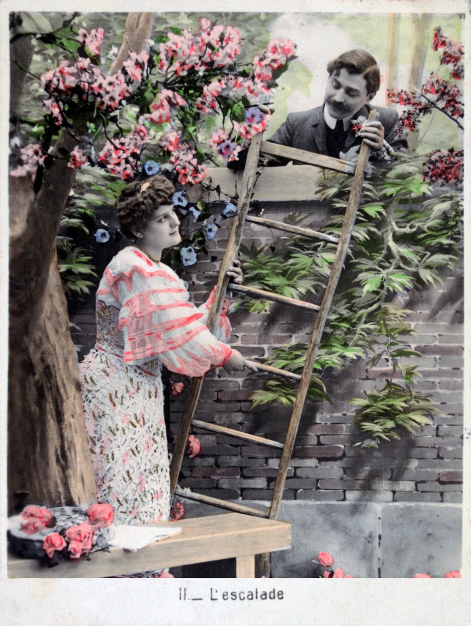 The Climbing, vintage fransk postkort, c1900 av Unbekannt