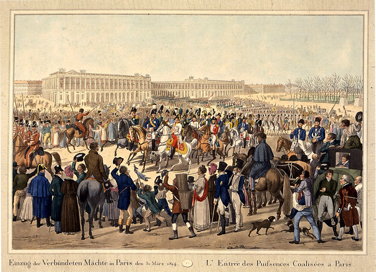Koalisjonshæren går inn i Paris 31. mars 1814, tidlig på 1800-tallet. av Unbekannt