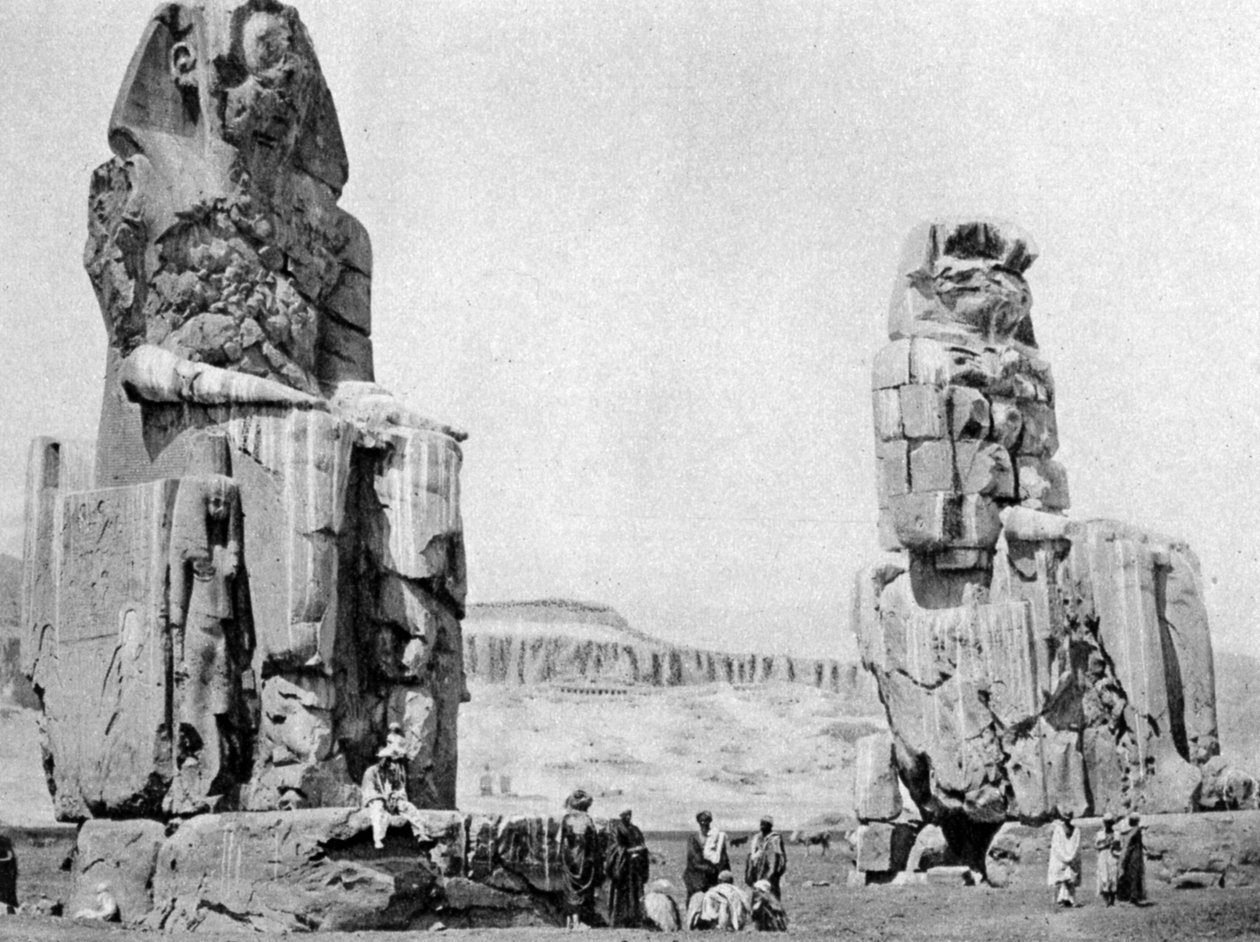 The Colossi of Memnon, Luxor Theben, Egypt, c1922 av Unbekannt
