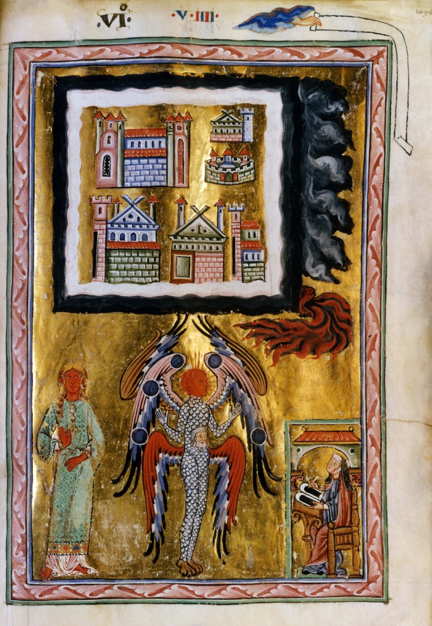 Fullførelsen av Cosmos Vision fra Liber Divinorum Operum, ca 1220-1230 av Unbekannt