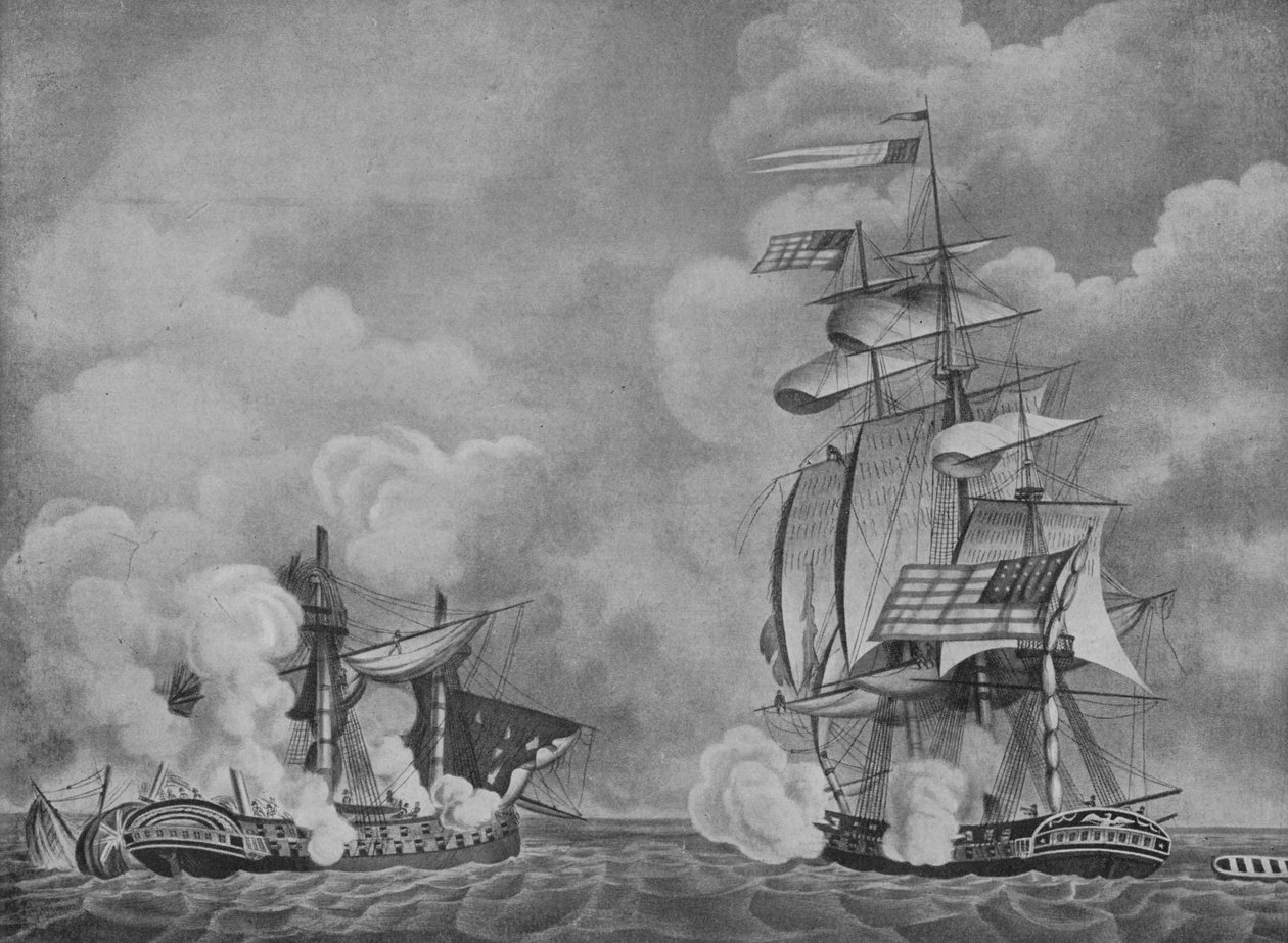 Grunnloven og Guerriere, c1813 av Unbekannt