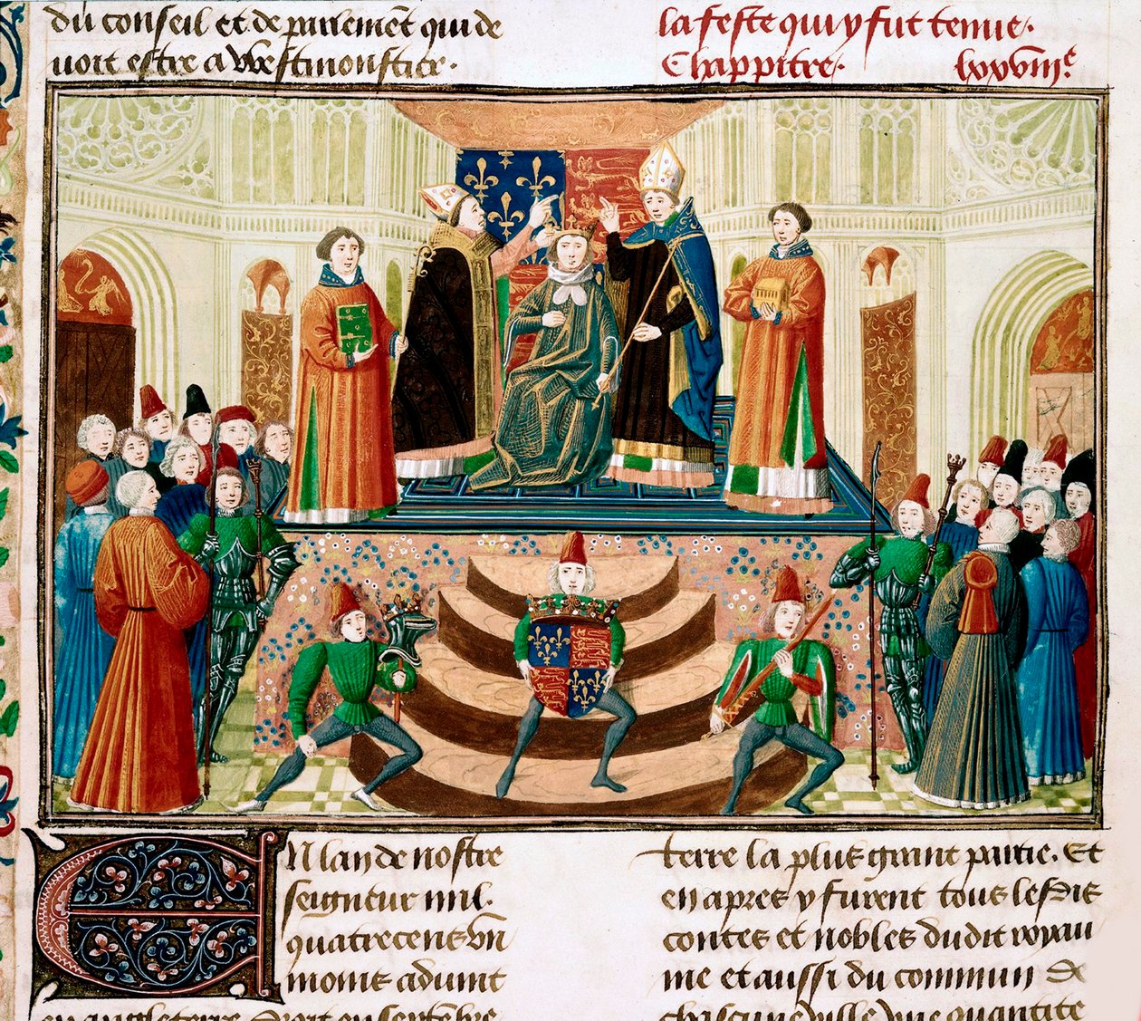 Kroningen av Henry IV av England Detalj av en miniatyr fra Grandes Chroniques de France av Jean Froissart, ca 1470 av Unbekannt