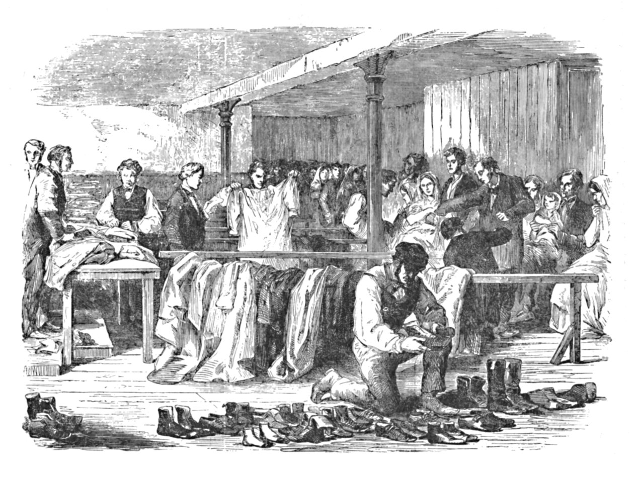 The Cotton Famine: Distribution of Clothes to Operatives, Manchester, 1904 av Unbekannt