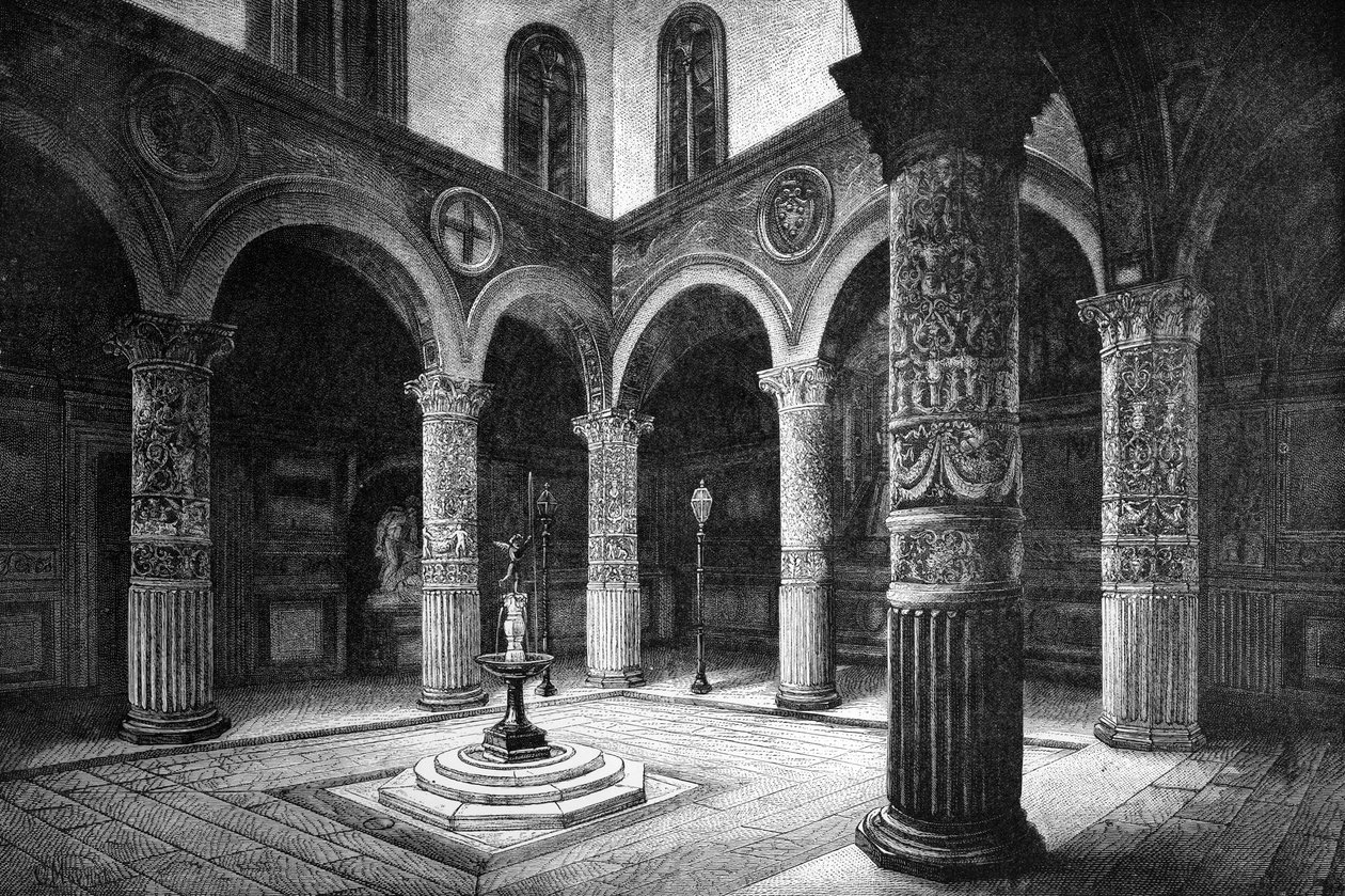 Domstolen til Palazzo Vecchio, Firenze, Italia, 1882 av Unbekannt