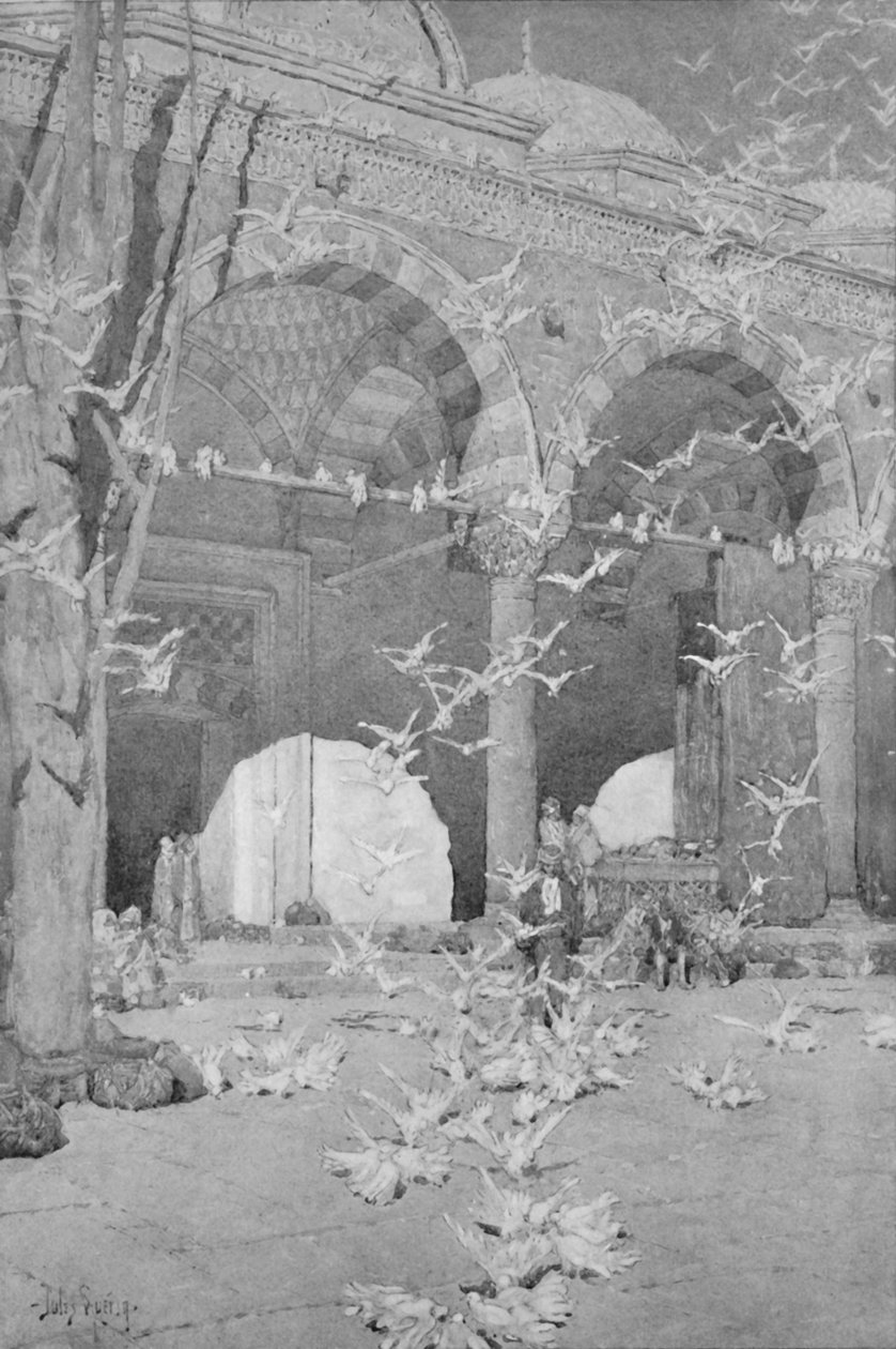The Courtyard of the Pigeons Mosque, 1913 av Unbekannt