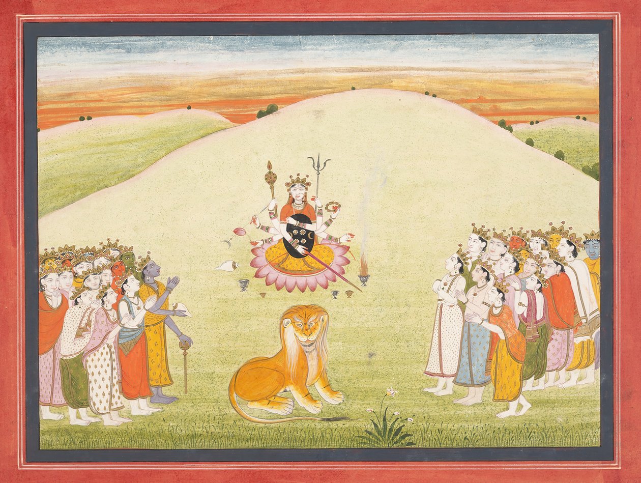 The Creation of Durga: Side fra en spredt Markandeya Purana..., ca. 1810-20. av Unbekannt