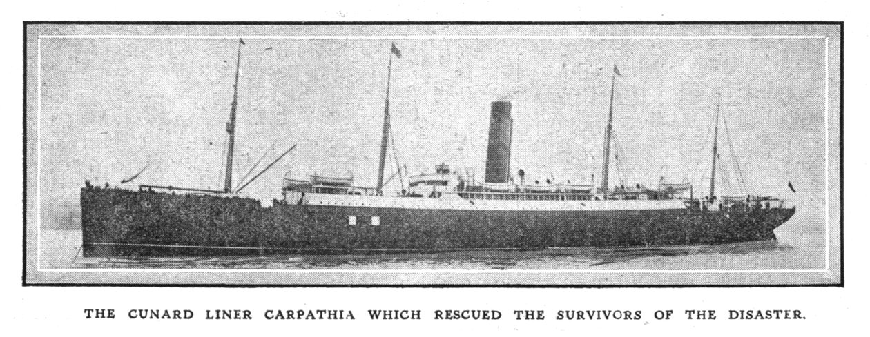 Cunard-fartøyet Carpathia som reddet de overlevende fra katastrofen, 20. april 1912. av Unbekannt