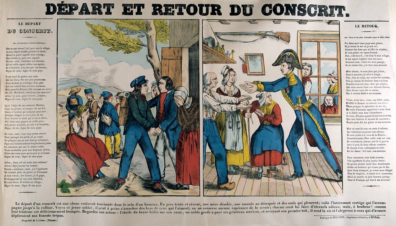 Den vernepliktiges avgang og retur, 1800-tallet av Unbekannt