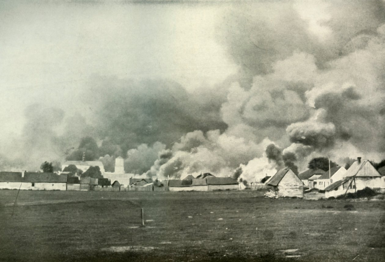 Ødeleggelsen av en polsk landsby, 1919. av Unbekannt
