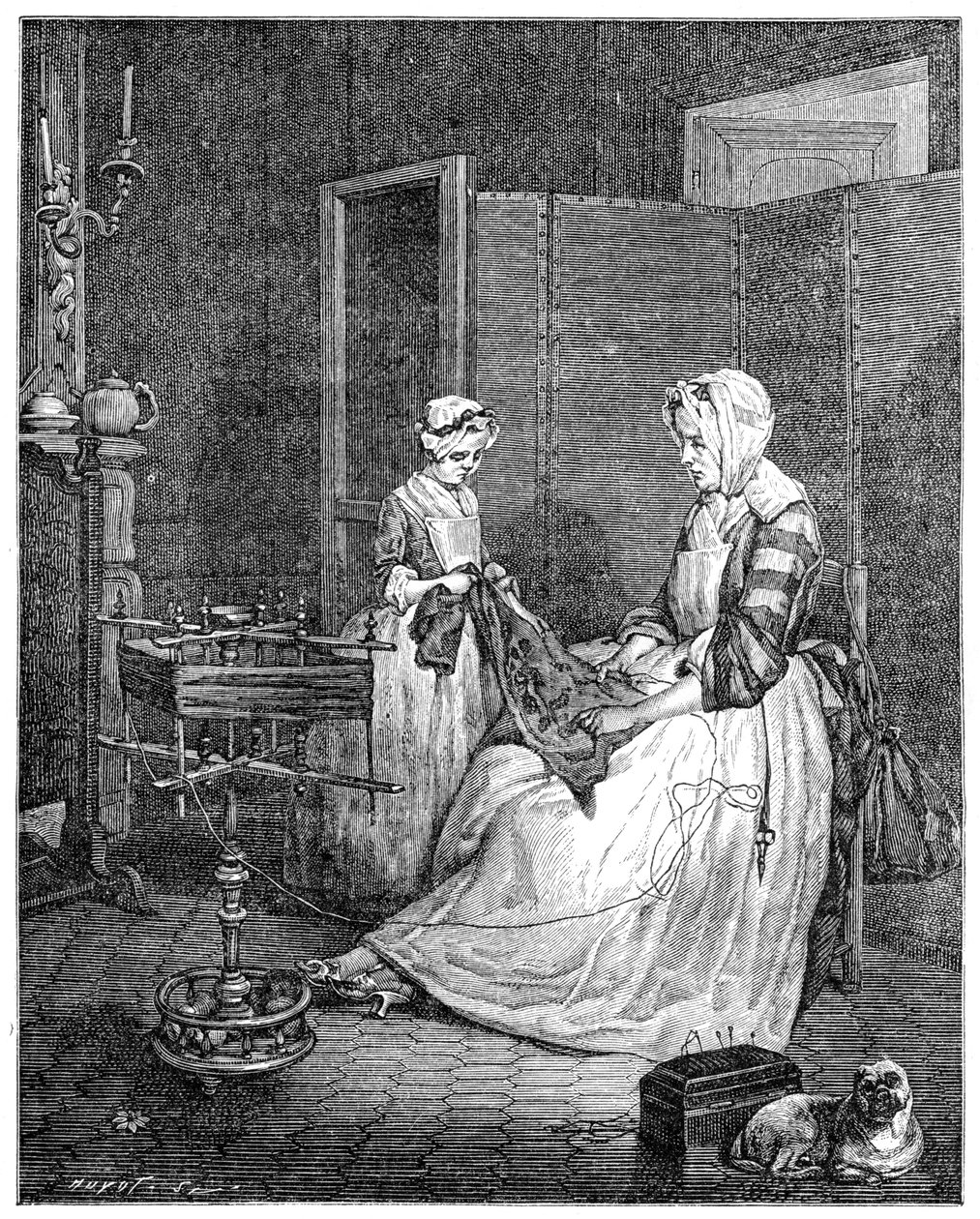 Den flittige mor, 1740, 1885 av Unbekannt