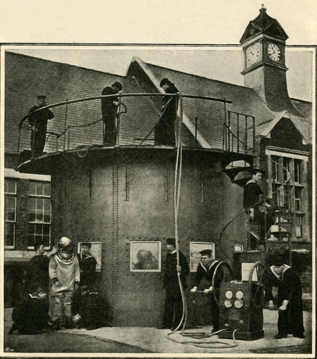Dykkertanken i Portsmouth hvor dykkere blir trent, 1901. av Unbekannt
