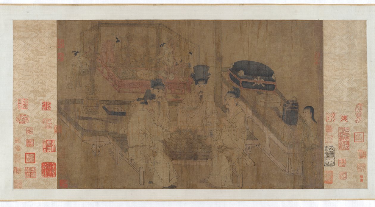 The Double Screen: Emperor Li Jing Watching his Brothers Play Weiqi, 1300-tallet. av Unbekannt