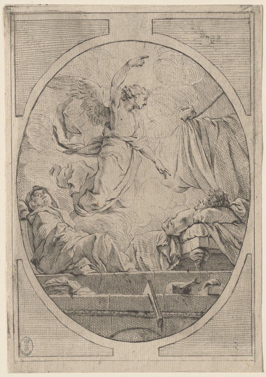 Drømmen om Saint Joseph, ca. 1730. av Unbekannt