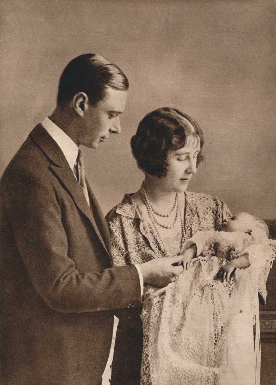 Hertugen og hertuginnen av York ved dåpen til prinsesse Elizabeth, 1926 av Unbekannt