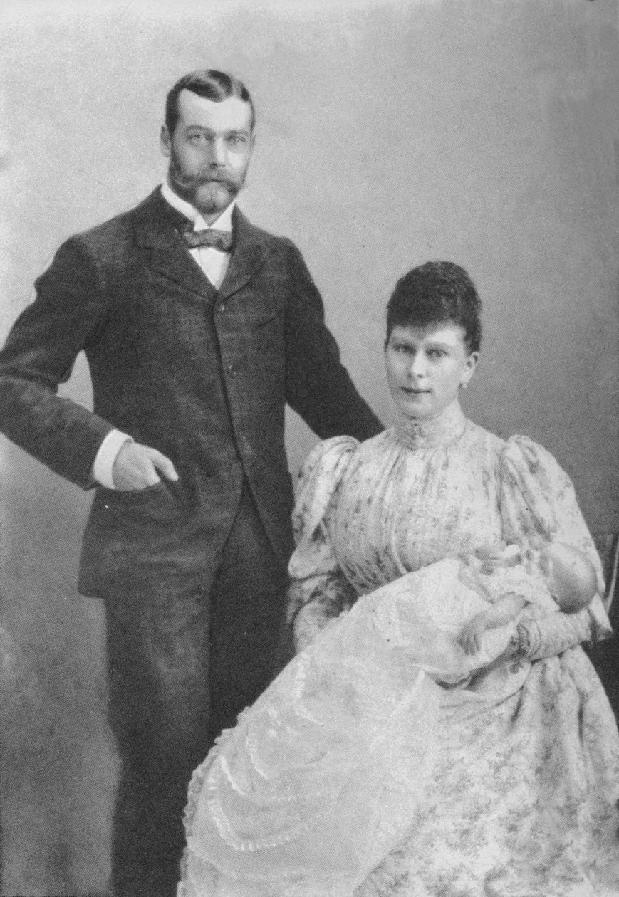 Hertugen og hertuginnen av York, med spedbarnet prins Edward, 1894 1936 av Unbekannt