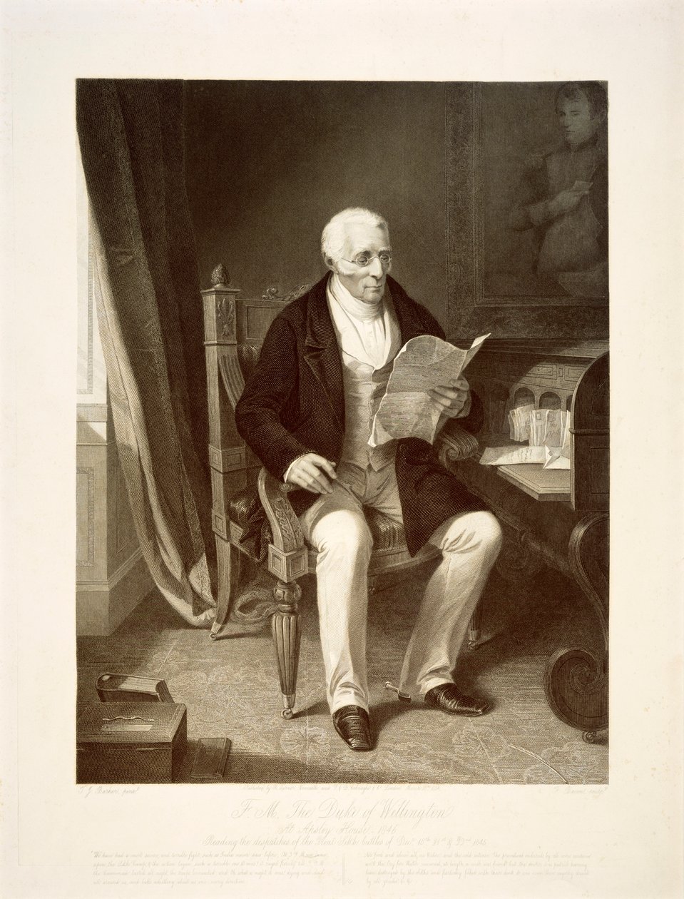 Hertugen av Wellington leste forsendelser hjemme hos Apsley House, London, 1846 av Unbekannt