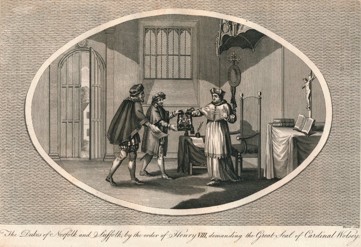 Hertugene av Norfolk og Suffolk krever det store seglet til kardinal Wolsey, 1529 1793 av Unbekannt