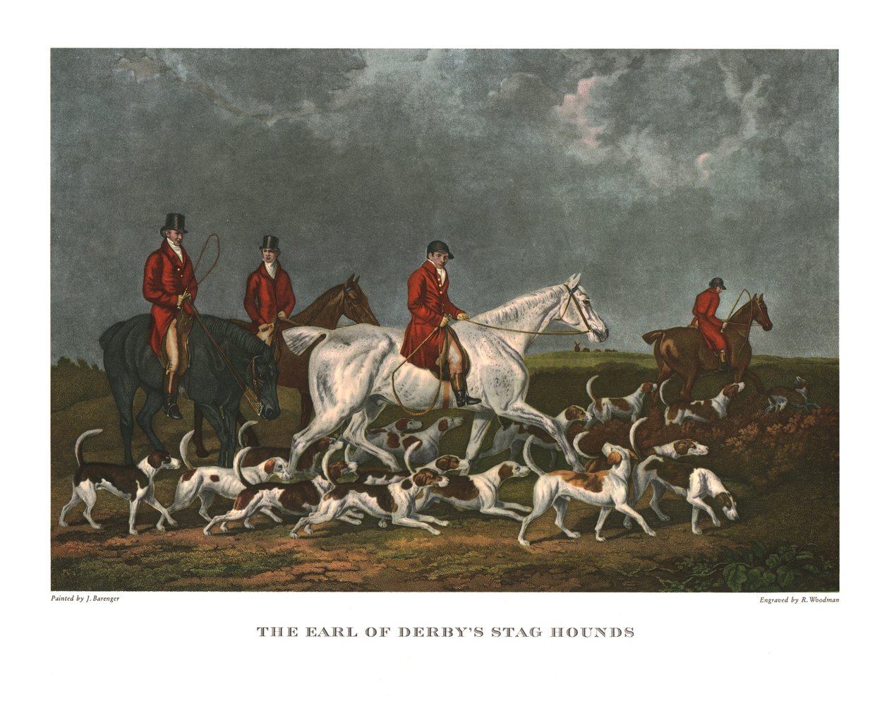 The Earl of Derbys Stag Hounds, tidlig på 1800-tallet, ca 1955. av Unbekannt