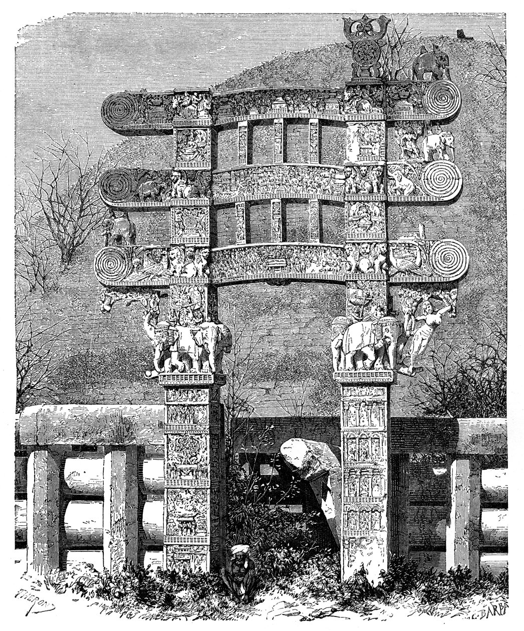 Østporten til Sanchi Tope, India, 1895 av Unbekannt