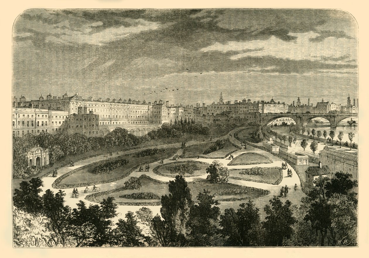 Embankment, fra Charing Cross Bridge, 1881. av Unbekannt