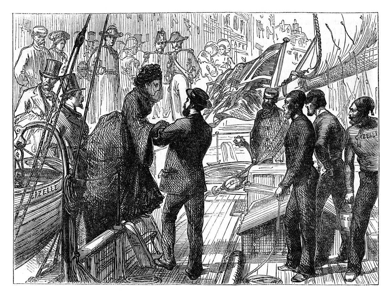 Den franske keiserinnen tar fatt på Gasellen, 1870 sent på 1800-tallet av Unbekannt