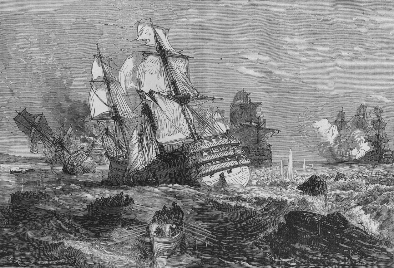 Fiendens fartøy strandet utenfor Point of Grao, c1880 av Unbekannt