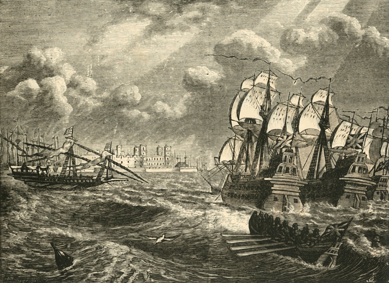 Den engelske flåten før Cadiz, 1596, 1890. av Unbekannt