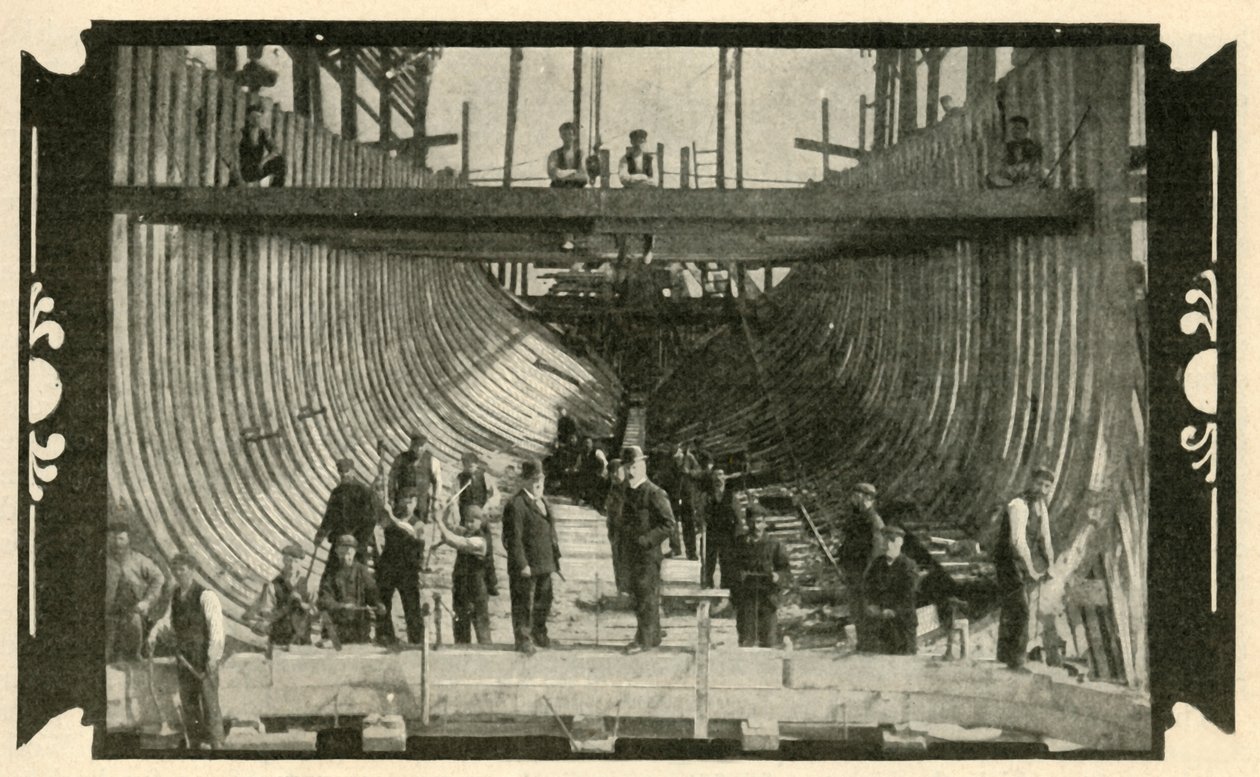 Det engelske fartøyet, Discovery, On The Stocks, 1901. av Unbekannt