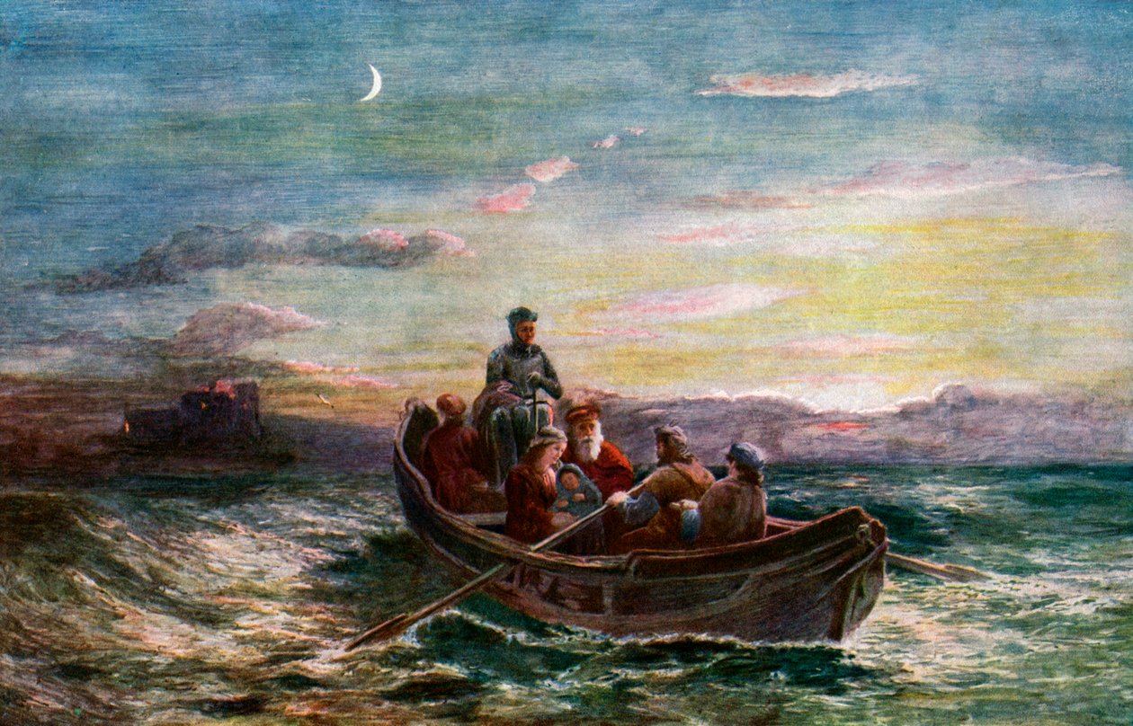 The Escape of Mary Queen of Scots fra Loch Leven Castle, 1800-tallet, c1920 av Unbekannt