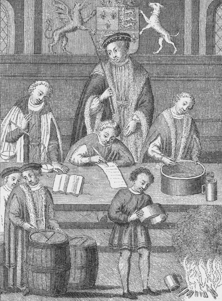 Skattekassen på Henry VIIs tid, c1490 1904 av Unbekannt