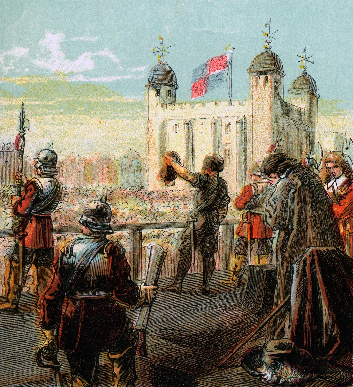 Henrettelsen av Lord Strafford, 1641, c1850 av Unbekannt