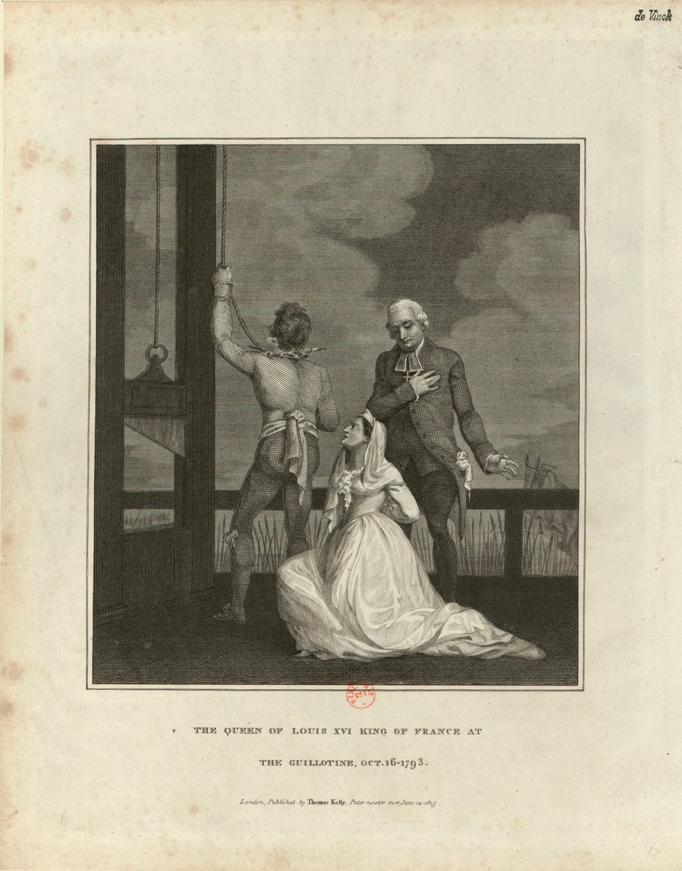 Henrettelsen av Marie Antoinette 16. oktober 1793, 1815. av Unbekannt