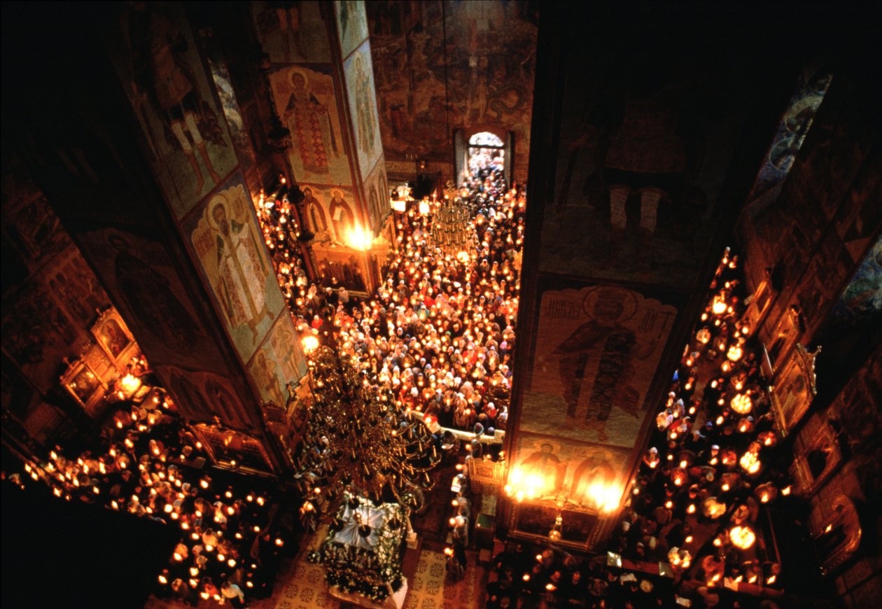 Festen for sovesalen til Guds mor i treenigheten Sergius Cloister i Sergiyev Posad av Unbekannt