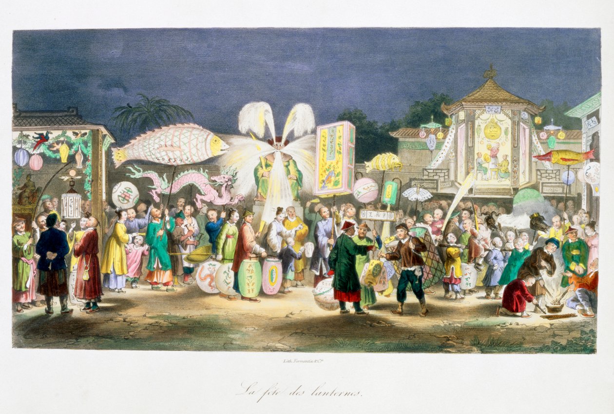 The Festival of the Lanterns, Kina, 1824-1827 av Unbekannt