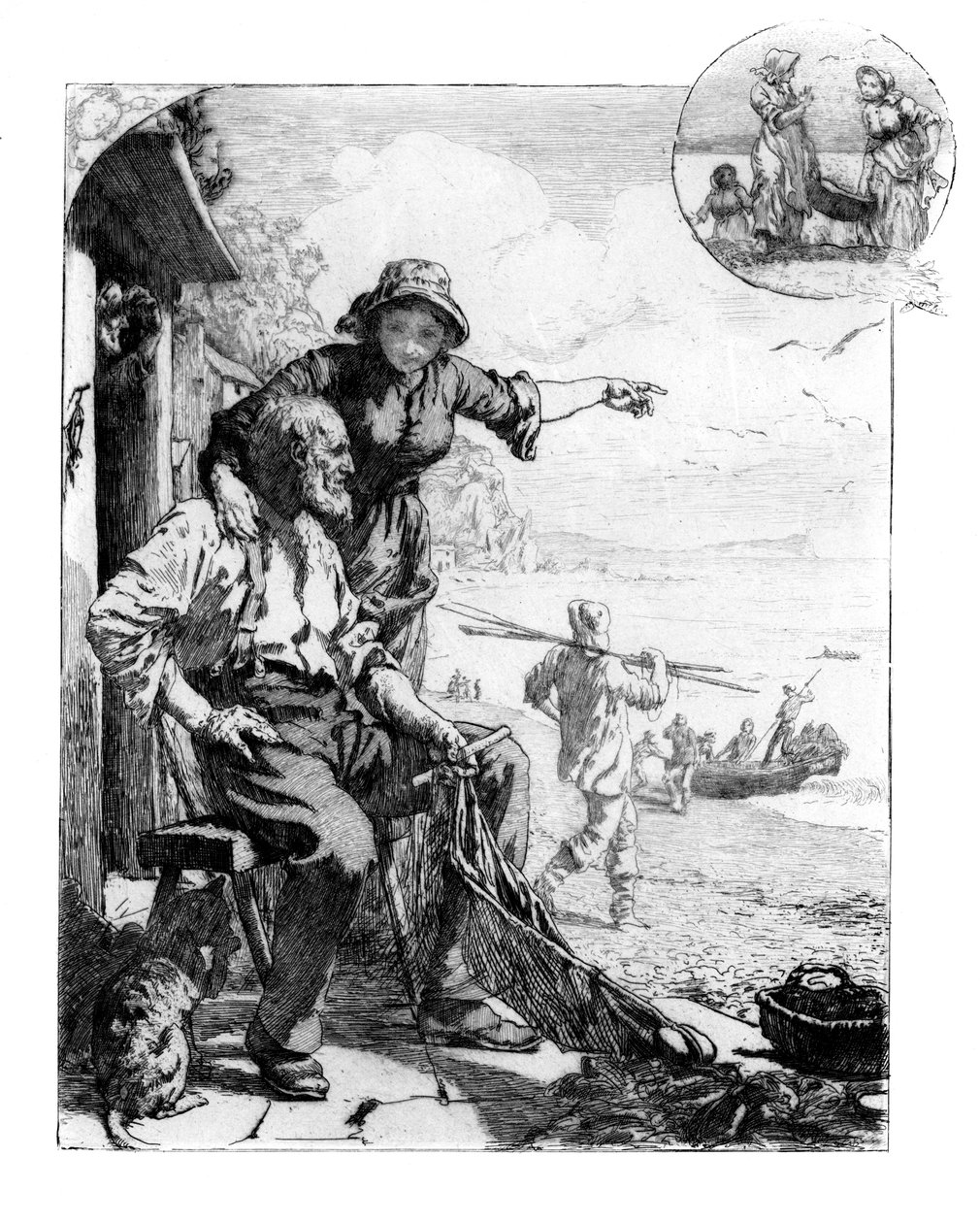 Fisher Folks Harvest. Makrell i bukten, Sketch i South Devon, 1882 av Unbekannt