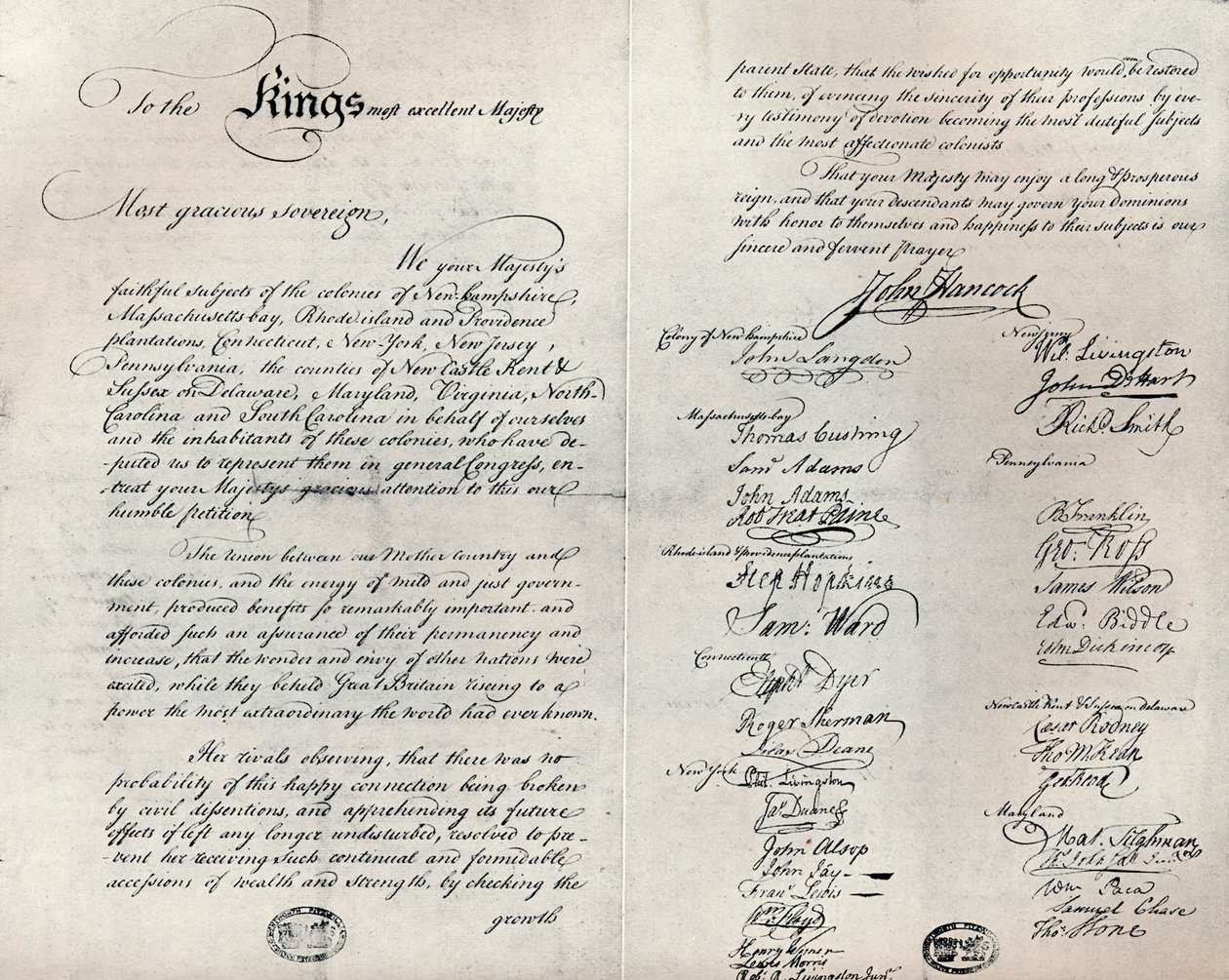 Fitzwilliam-kopi av Olive Branch Petition, 1775 av Unbekannt