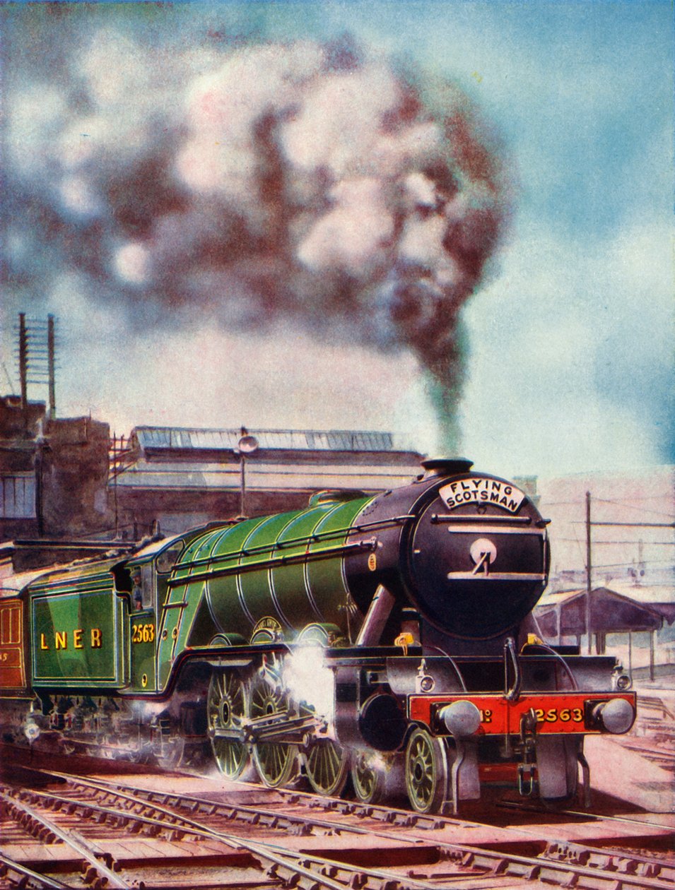 The Flying Scotsman forlater Kings Cross Station, fraktet av nr. 2563, 1935-36. av Unbekannt