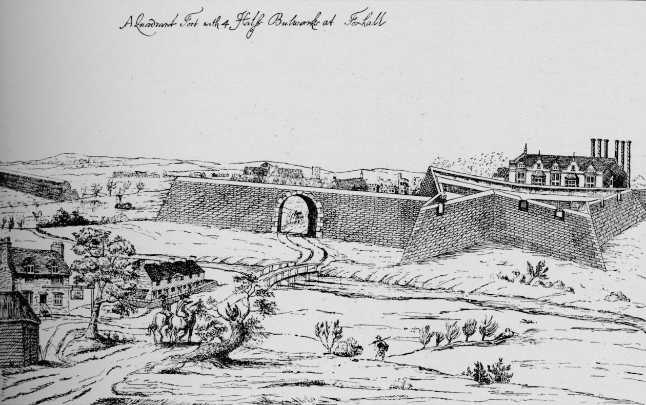 Fortet ved Vauxhall reist for forsvar av London under borgerkrigen, c1810, 1912 av Unbekannt